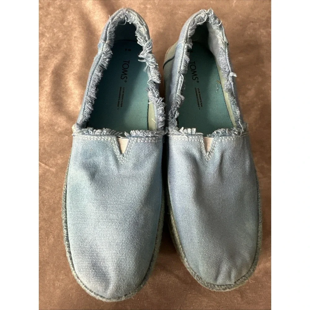 Women's Shoes TOMS VALENCIA Slip On Platform Espadrilles 10019798 LIGHT BLUE Sz8
